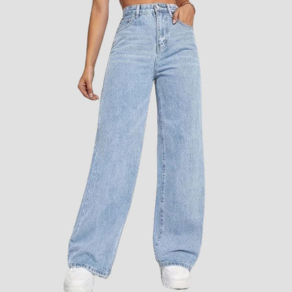 High-Waisted Wide-Leg Denim Jeans