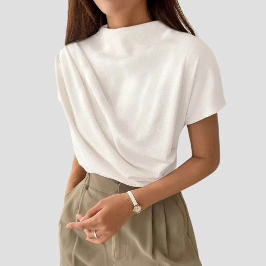 Ruched Mock Neck T-Shirt