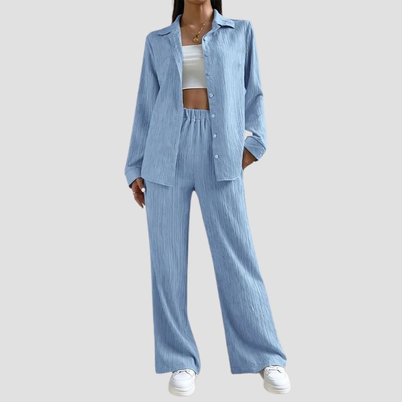 Solid Color Casual Pant Set