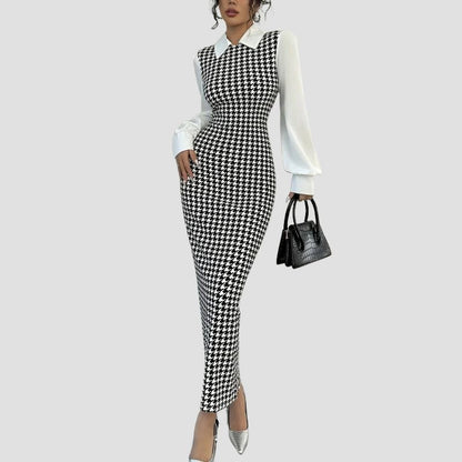 Houndstooth Slim Knit Dress