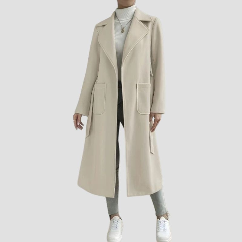 Elegant Belted Long Trench Coat