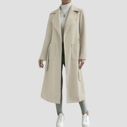 Elegant Belted Long Trench Coat