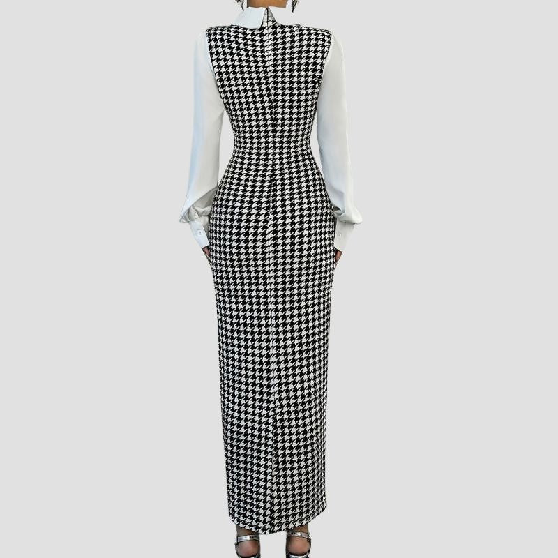 Houndstooth Slim Knit Dress