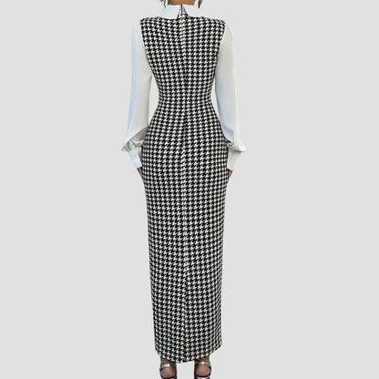 Houndstooth Slim Knit Dress