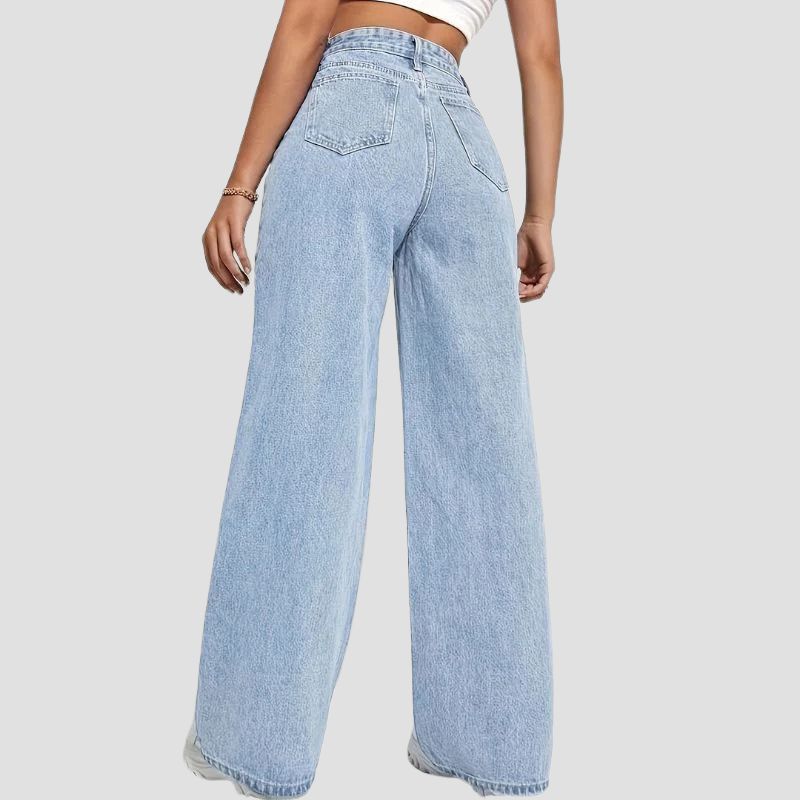 High-Waisted Wide-Leg Denim Jeans