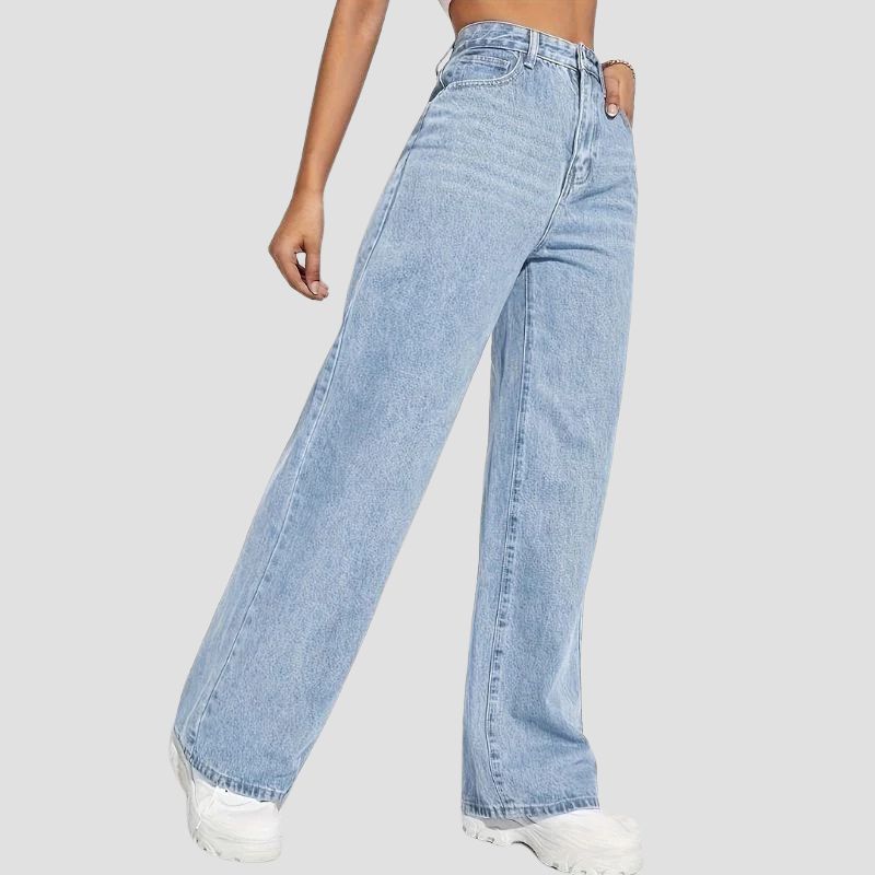 High-Waisted Wide-Leg Denim Jeans