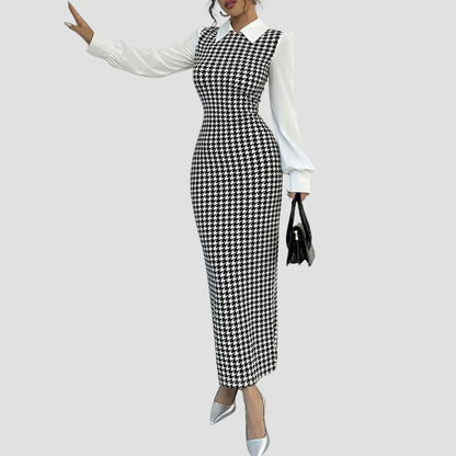 Houndstooth Slim Knit Dress