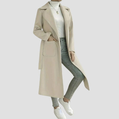 Elegant Belted Long Trench Coat