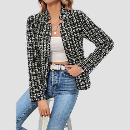 Striped Open-Front Elegant Blazer