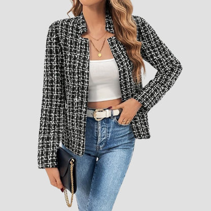 Striped Open-Front Elegant Blazer