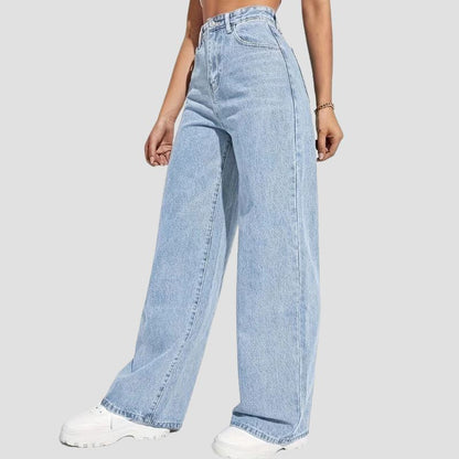 High-Waisted Wide-Leg Denim Jeans