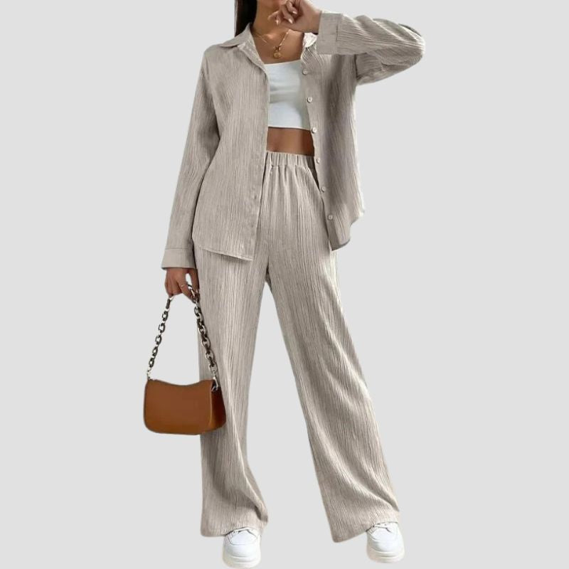 Solid Color Casual Pant Set