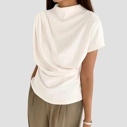 Ruched Mock Neck T-Shirt